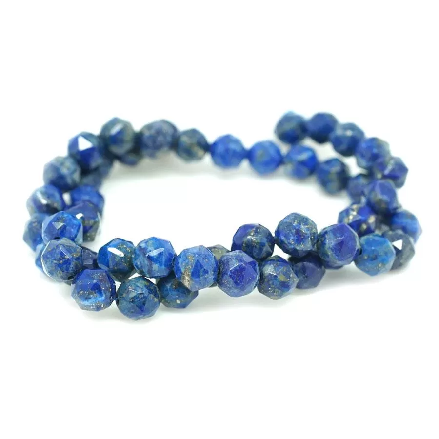 Lapis 8mm Double Heart Faceted Star Cut - 15-16 Inch