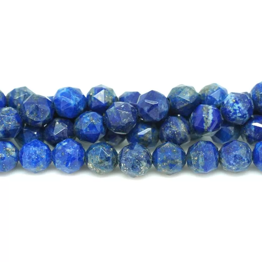 Lapis 8mm Double Heart Faceted Star Cut - 15-16 Inch