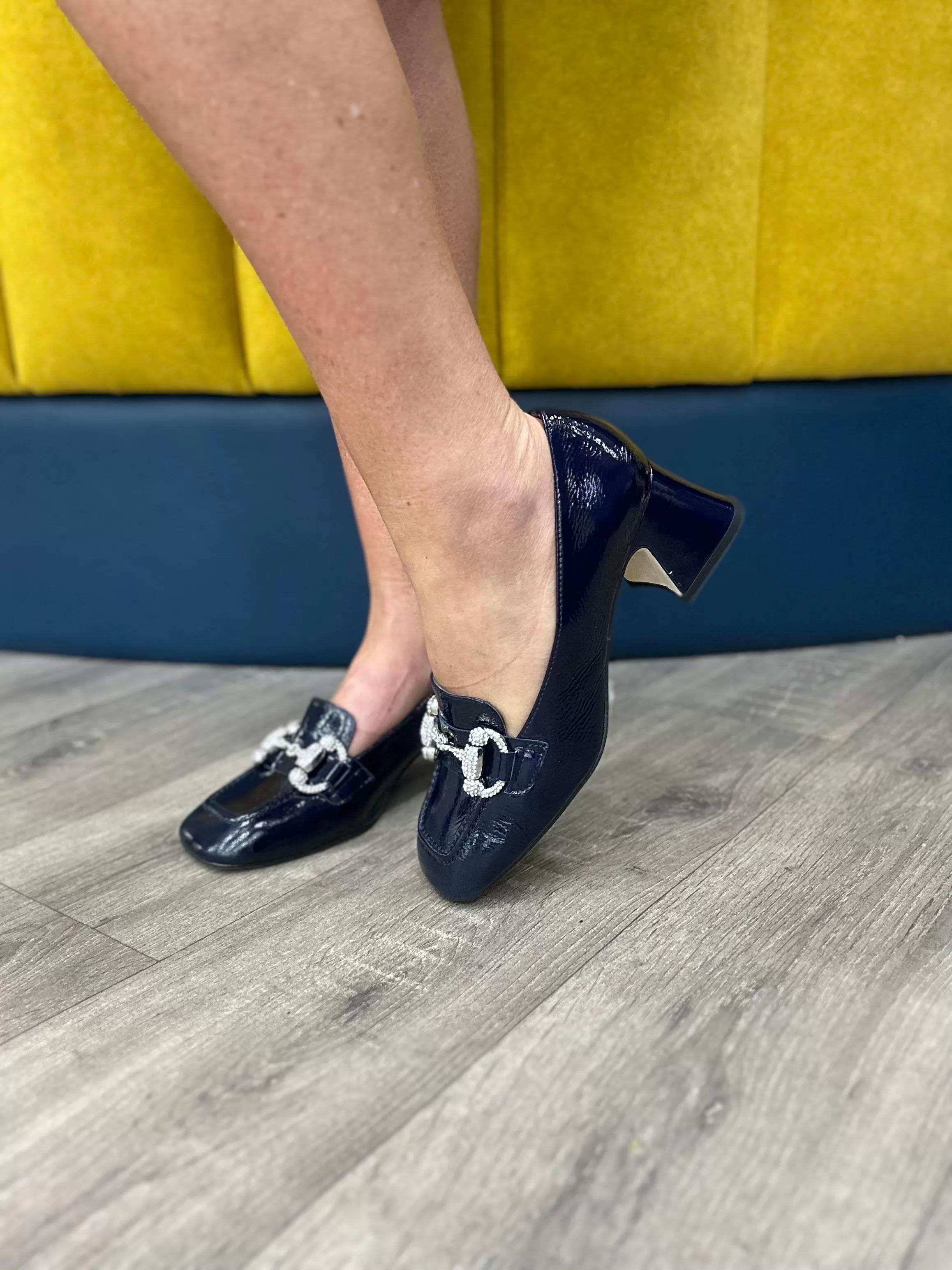 Marian Navy Block Heel