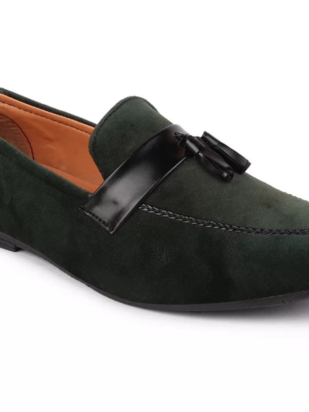 Men Mehandi Casual Velvet Slip-On Loafers