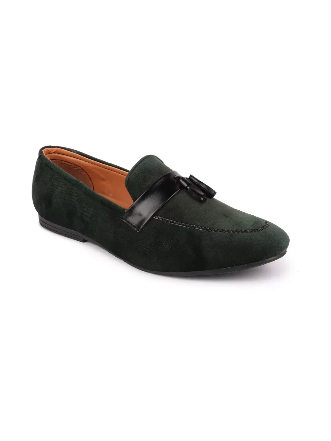 Men Mehandi Casual Velvet Slip-On Loafers