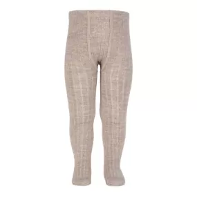 Merino wool-blend rib tights NOUGAT