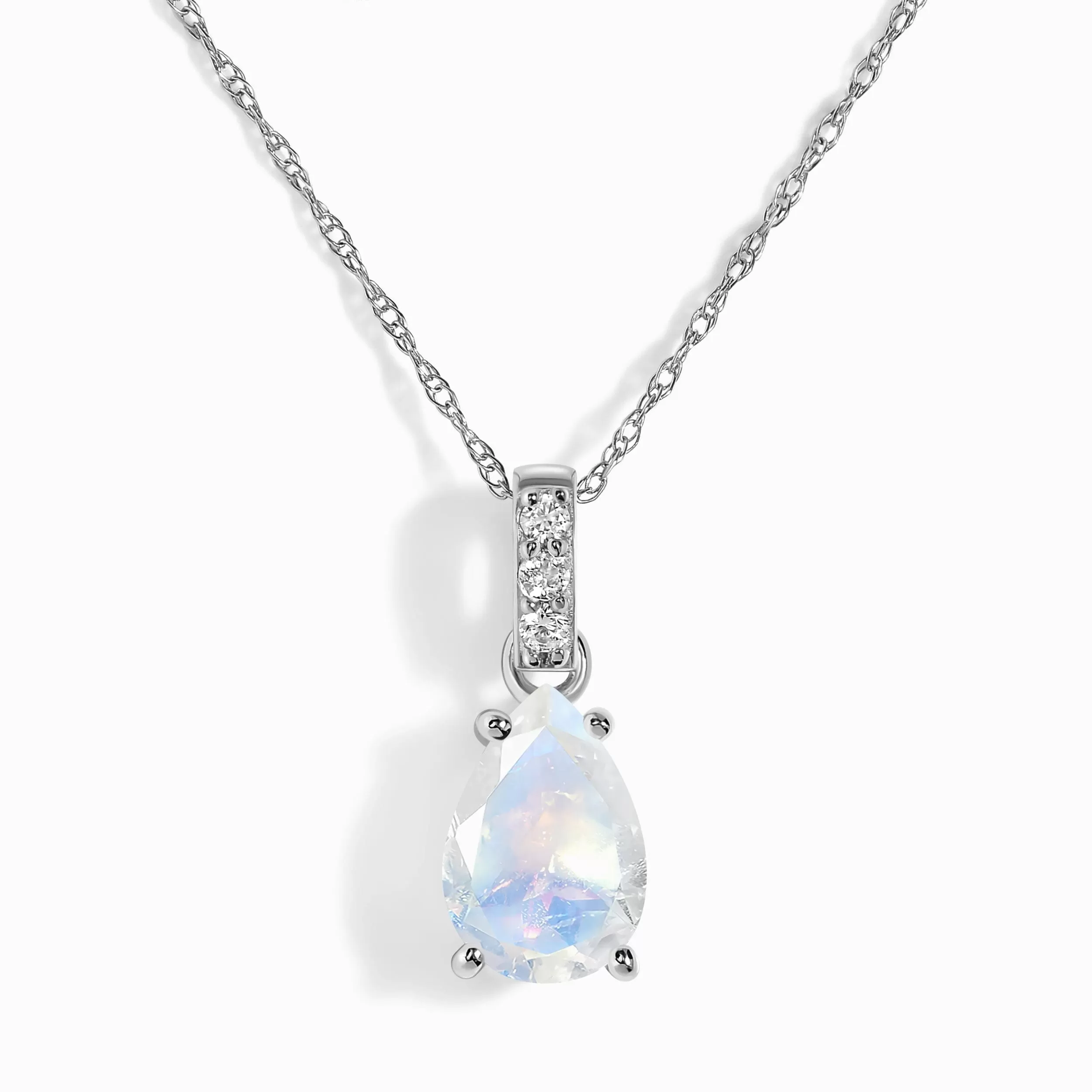 Moonstone Lab Diamond Necklace Sway - June Birthstone