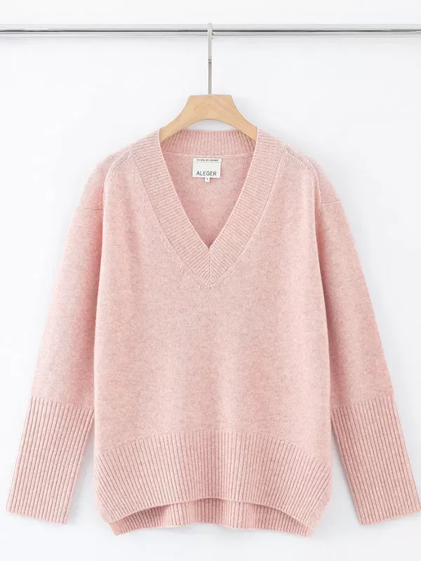 N.84 Cashmere Oversized V-neck in Rose