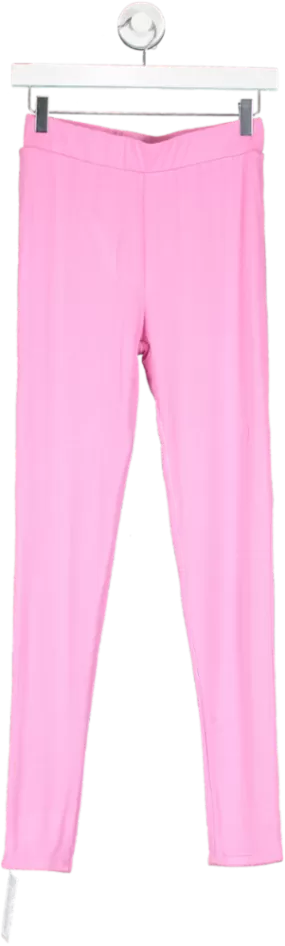 Naked Wardrobe Pink Textured Leggings UK 14