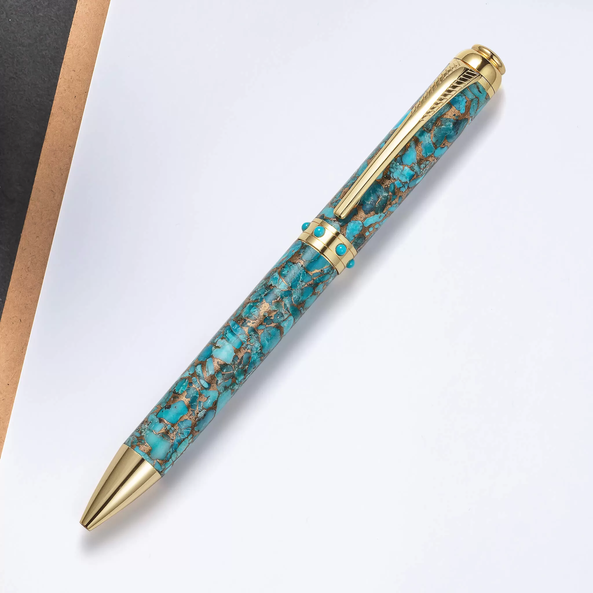 Optima Blue Turquoise Gold Pen