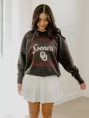 OU Sooners Draft Charcoal Hi-Dive Oversized Crew Sweatshirt