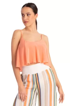 Peach Loose Crop Top With Bust Lining