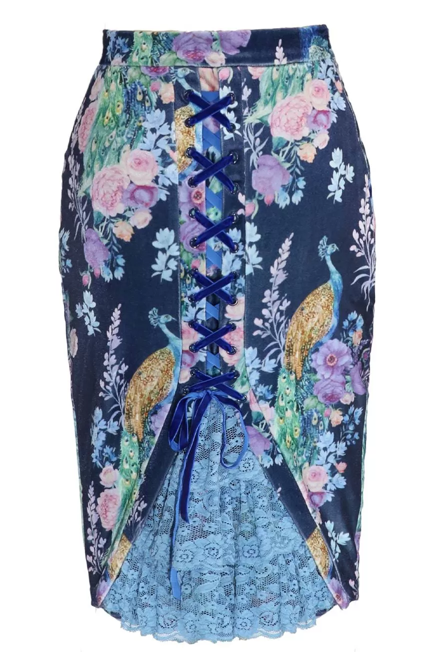 Peacocks And Palaces Velvet Bustle Skirt