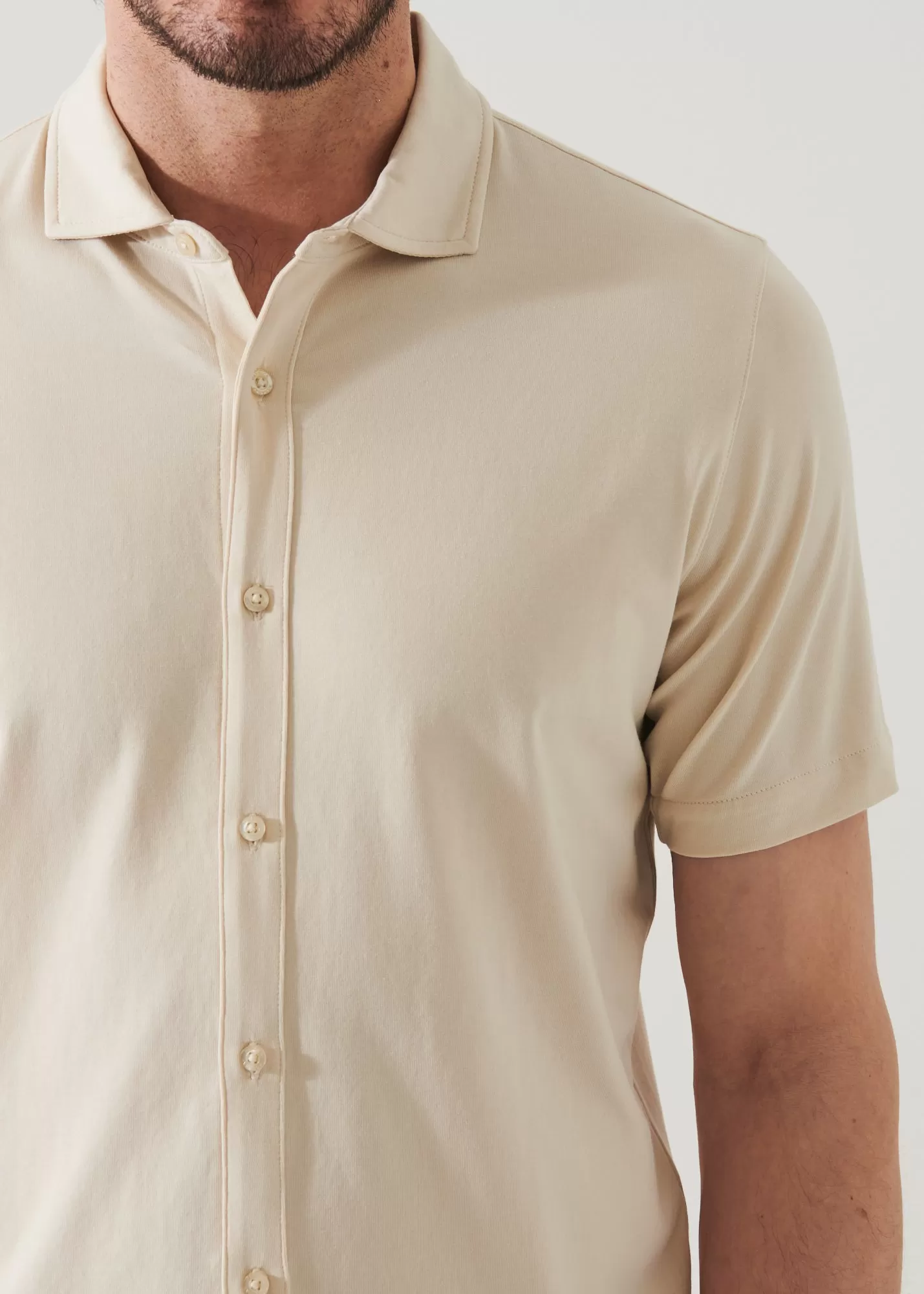 PIMA COTTON STRETCH BUTTON FRONT SHIRT