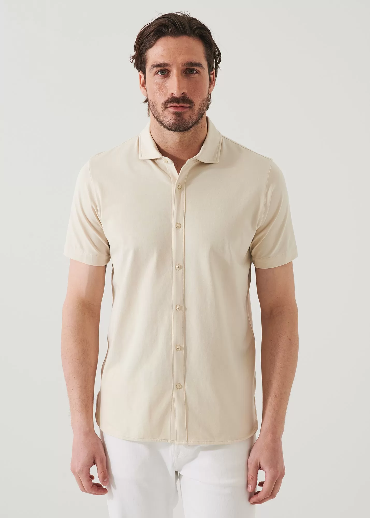 PIMA COTTON STRETCH BUTTON FRONT SHIRT