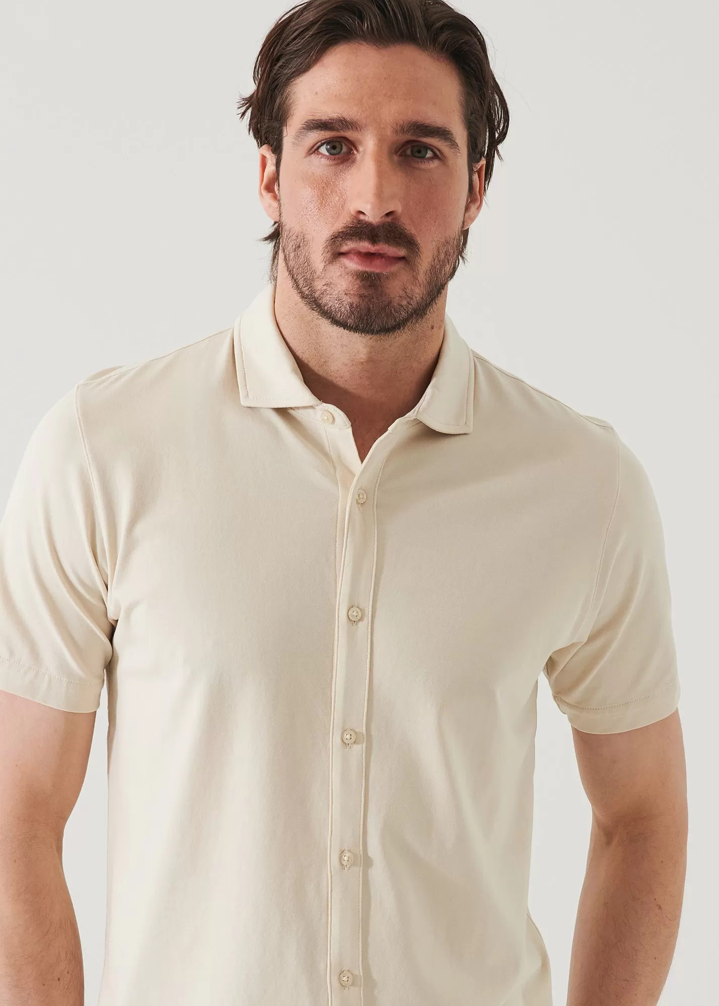 PIMA COTTON STRETCH BUTTON FRONT SHIRT