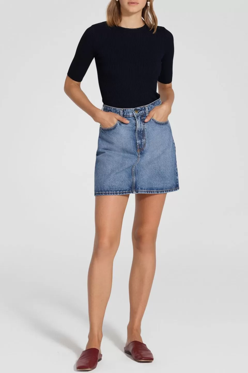 Piper Aline Mid Blue Denim Skirt