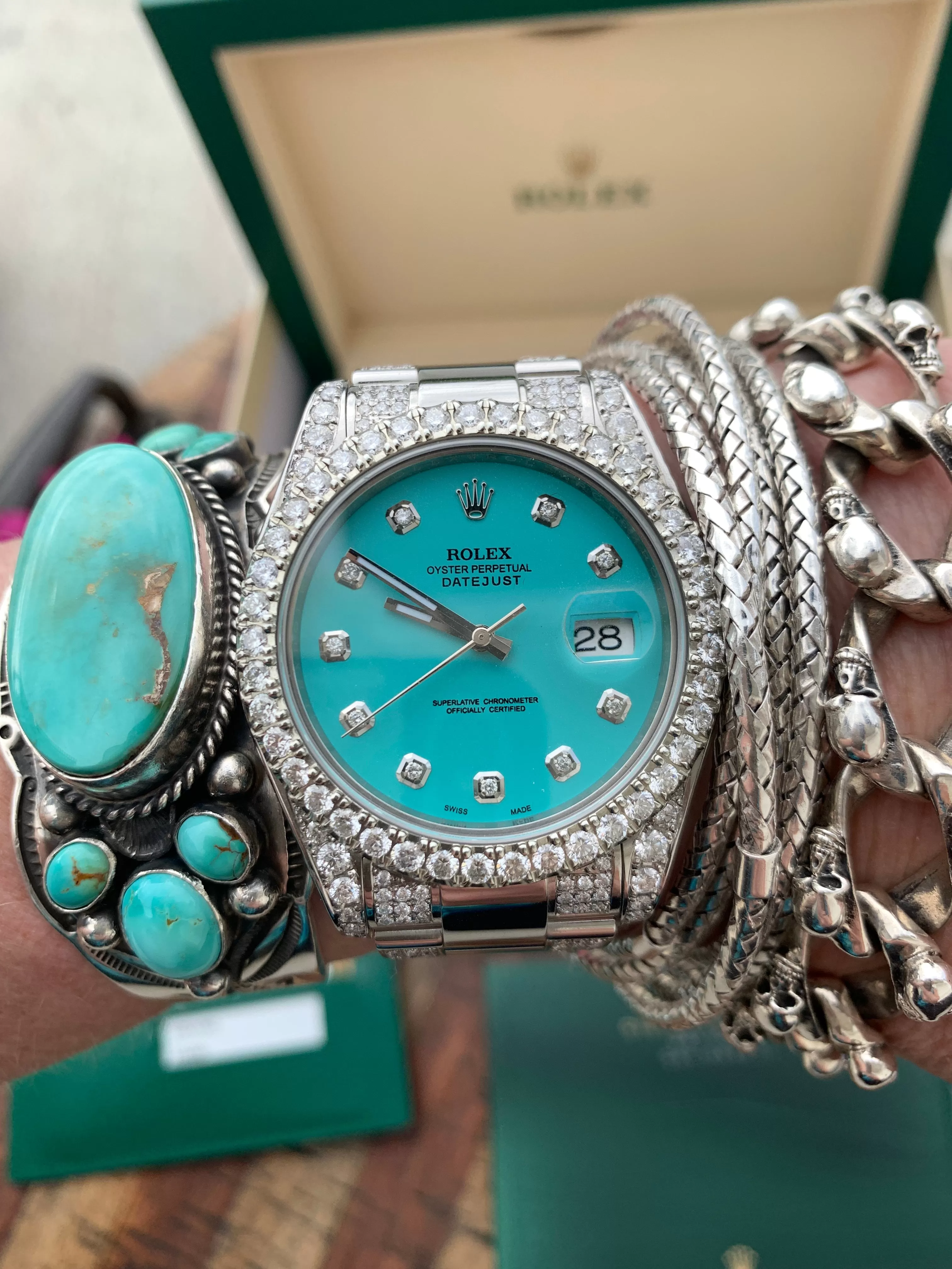 "The Big Daddy" Refurbished/Pre-Owned Custom "Turquoise" Rolex Watch