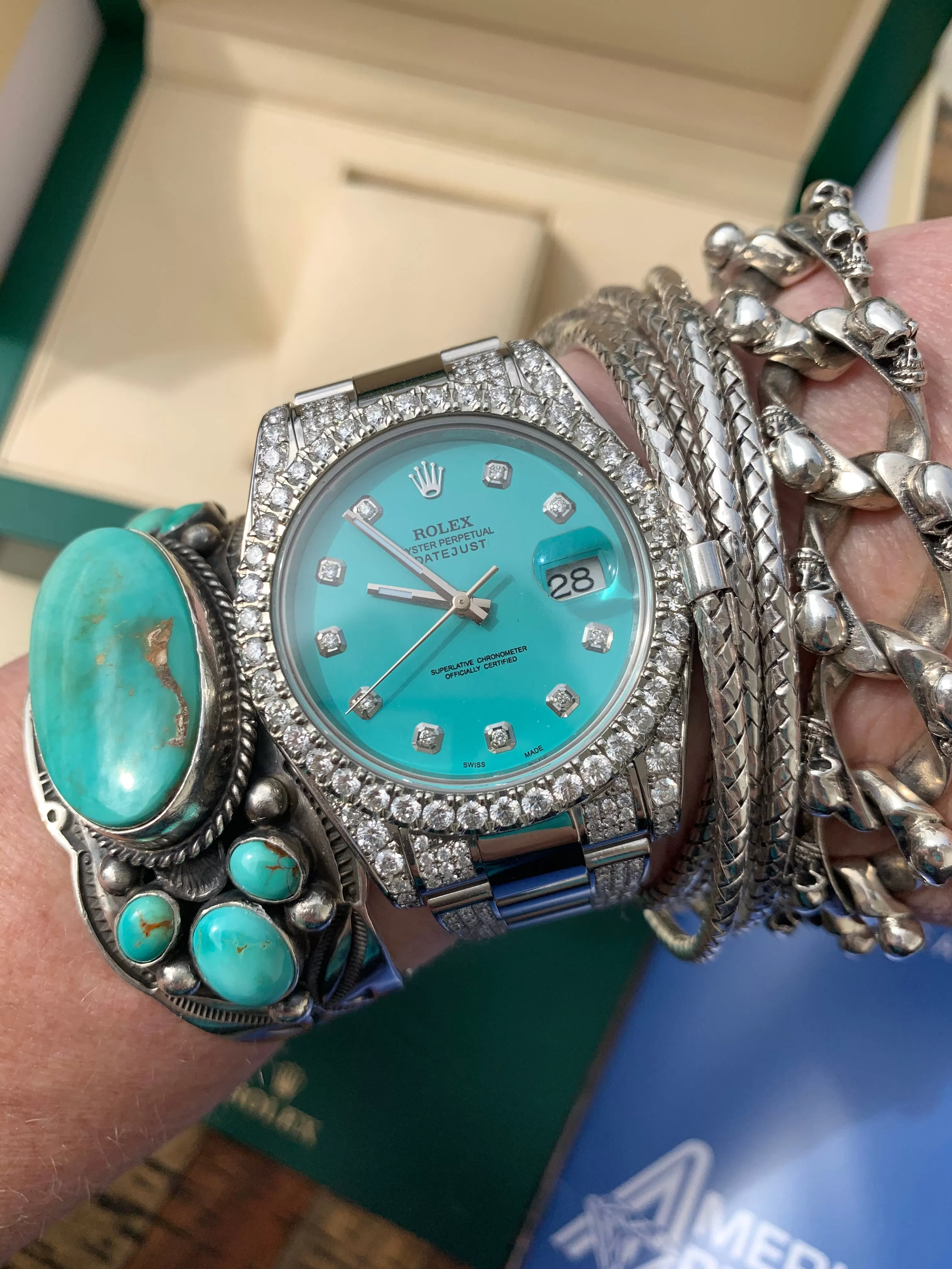 "The Big Daddy" Refurbished/Pre-Owned Custom "Turquoise" Rolex Watch