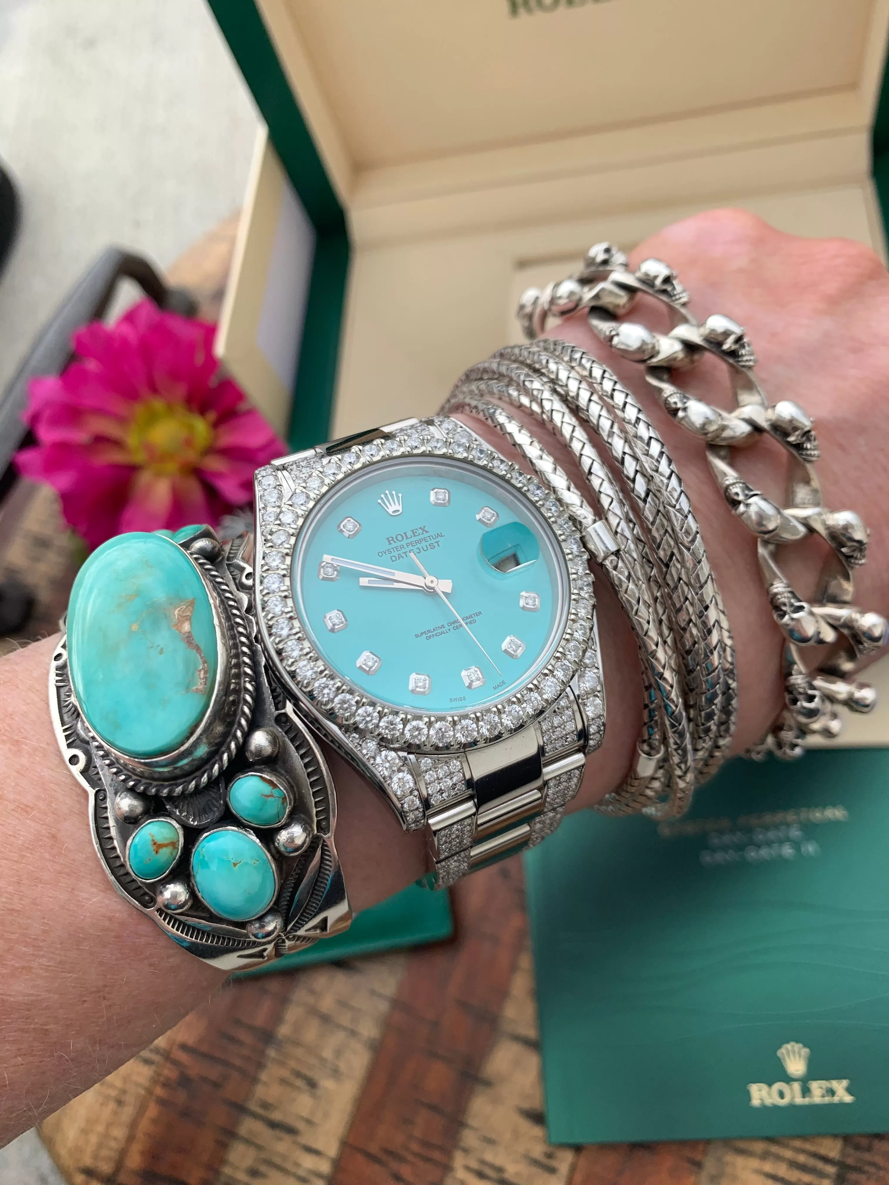 "The Big Daddy" Refurbished/Pre-Owned Custom "Turquoise" Rolex Watch