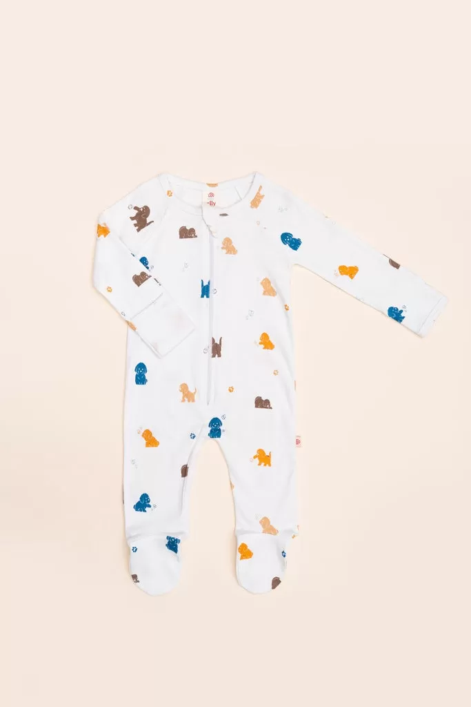 Raglan Sleepsuit - Maltese Puppy