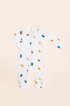 Raglan Sleepsuit - Maltese Puppy