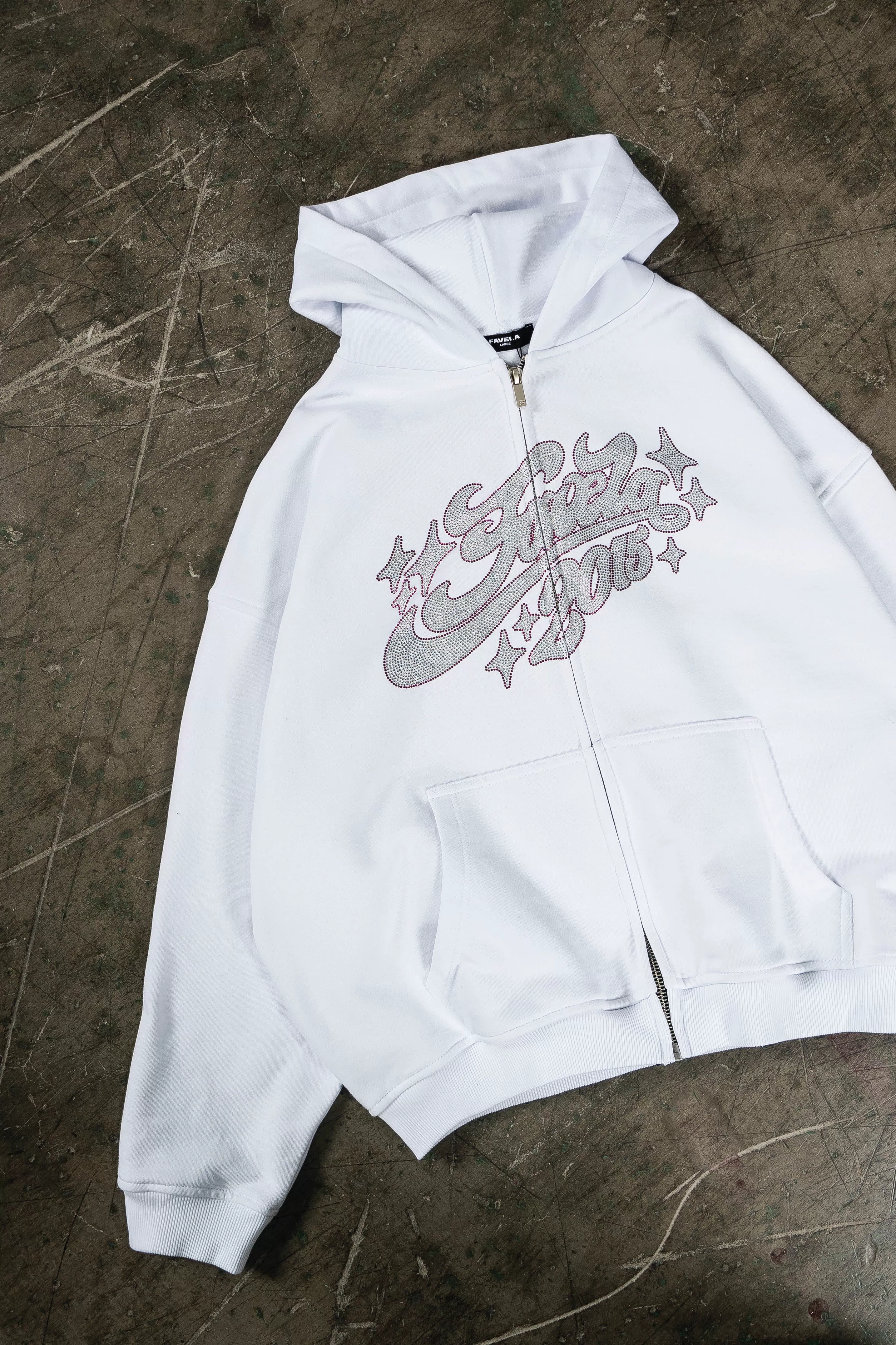 RHINESTONE 2015 WHITE FRONTZIP