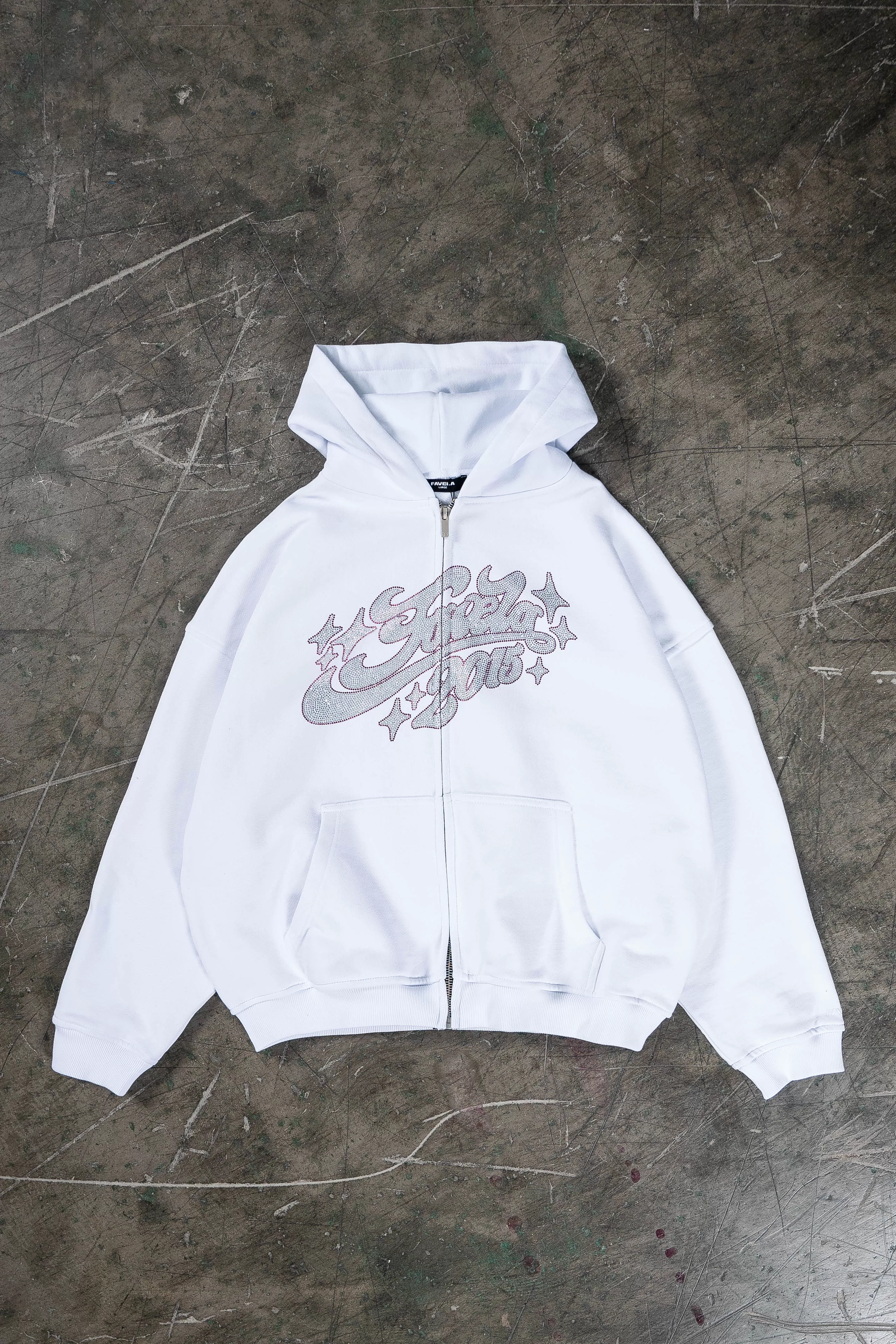 RHINESTONE 2015 WHITE FRONTZIP