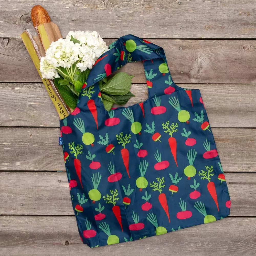 Root Veggies Blue Blu Reusable Shopping Bag - Machine Washable