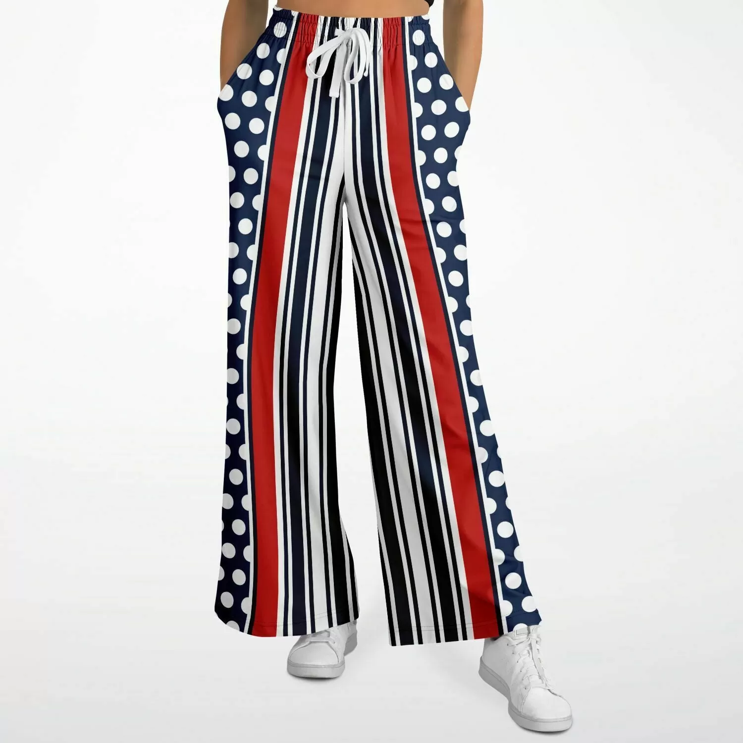 Sail Away Blue Polka Dot Stetchy Phat Bellbottoms