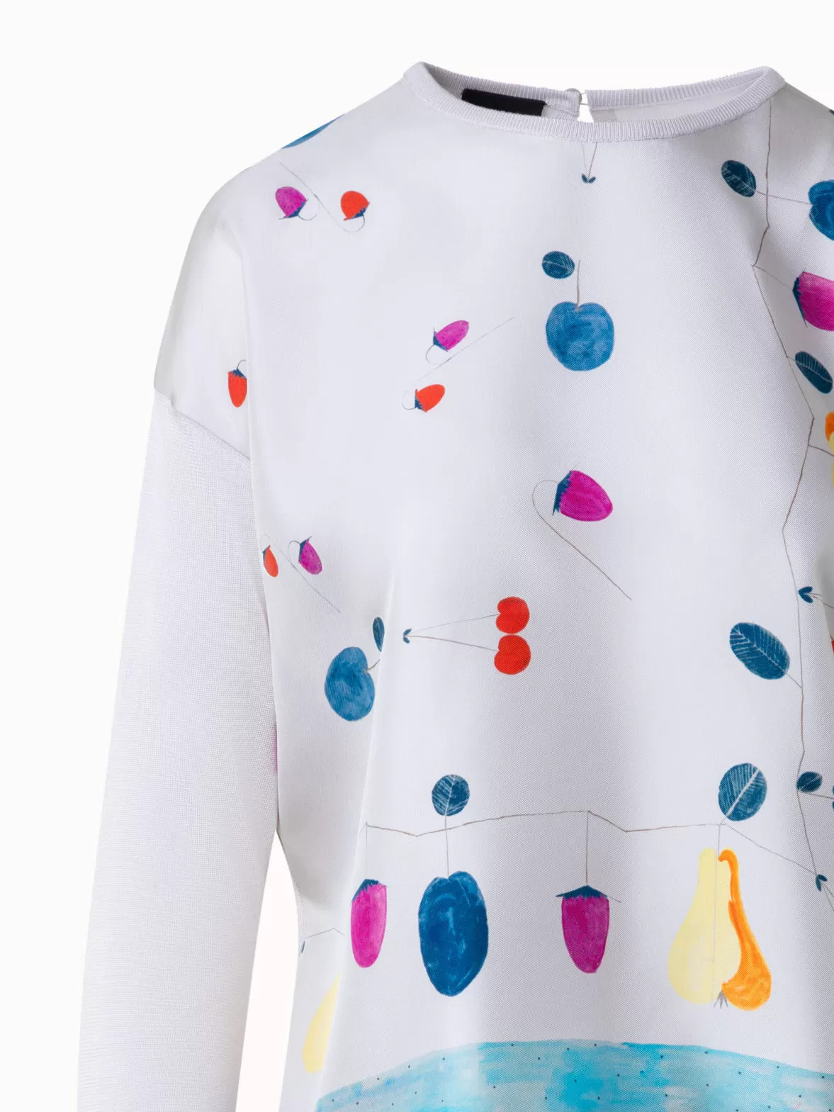 Seidenpullover mit Fruits Druck