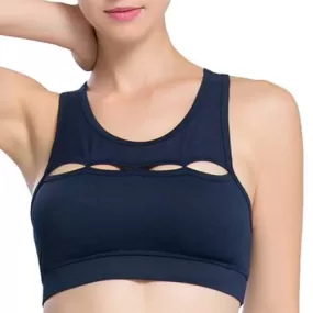 Sexy Breathable Shockproof Wireless Key Hole Front  Y Back Hollow Out Yoga Sport Bras