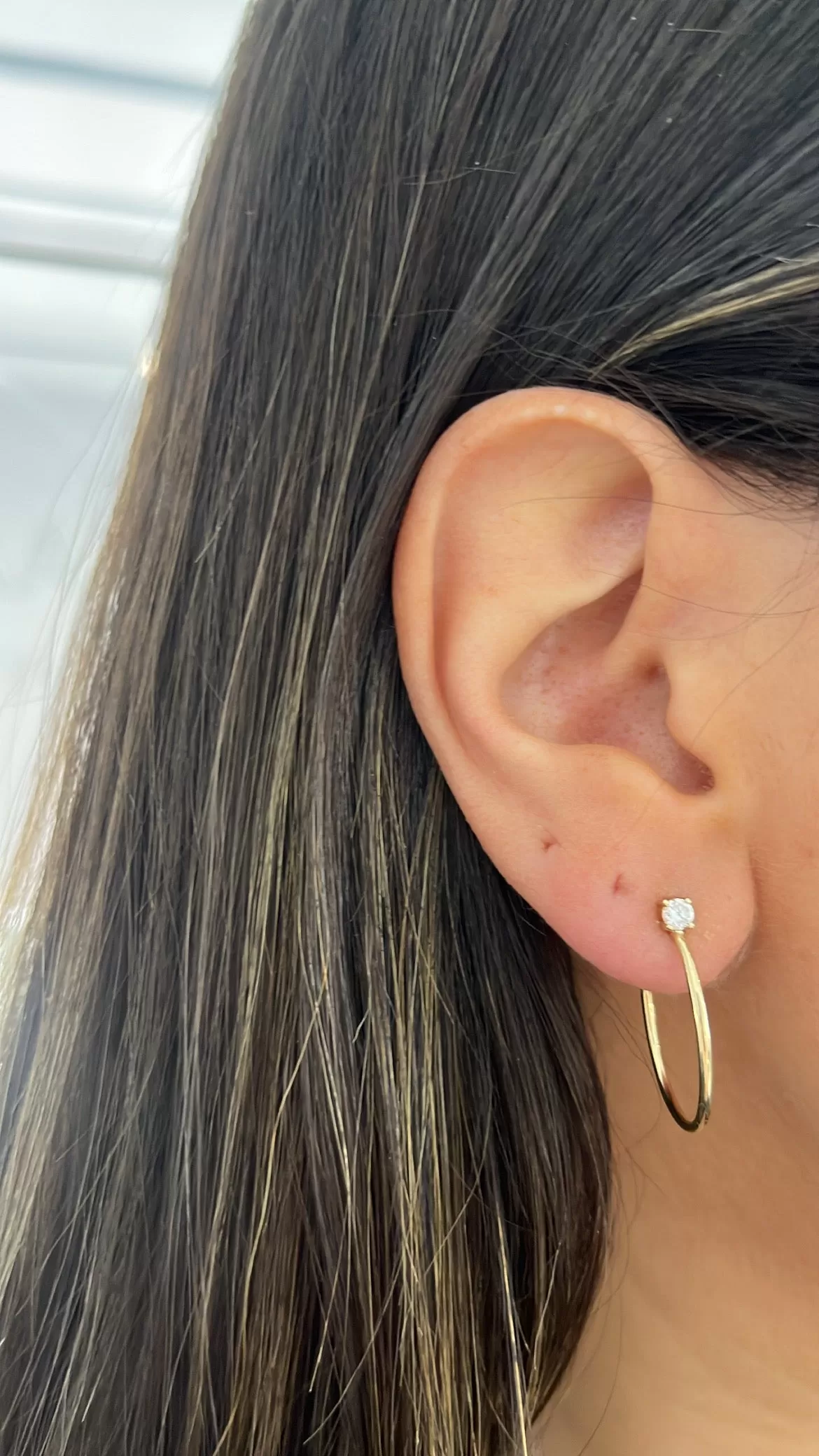 Solitaire Hoop Stud Earring