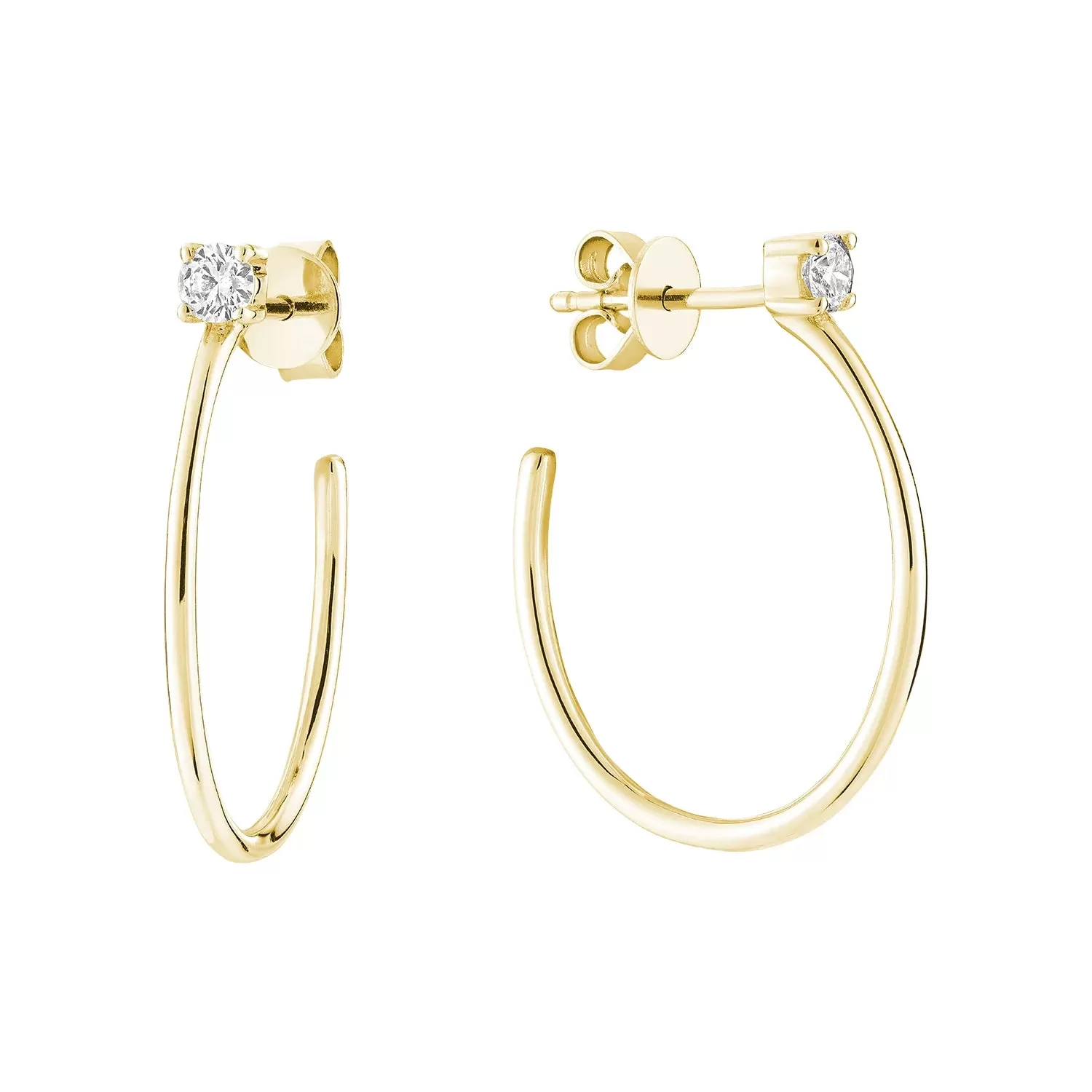 Solitaire Hoop Stud Earring