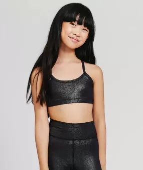 Terez Girls TLC Onyx Sparkle Y-Back Foil Bra Top