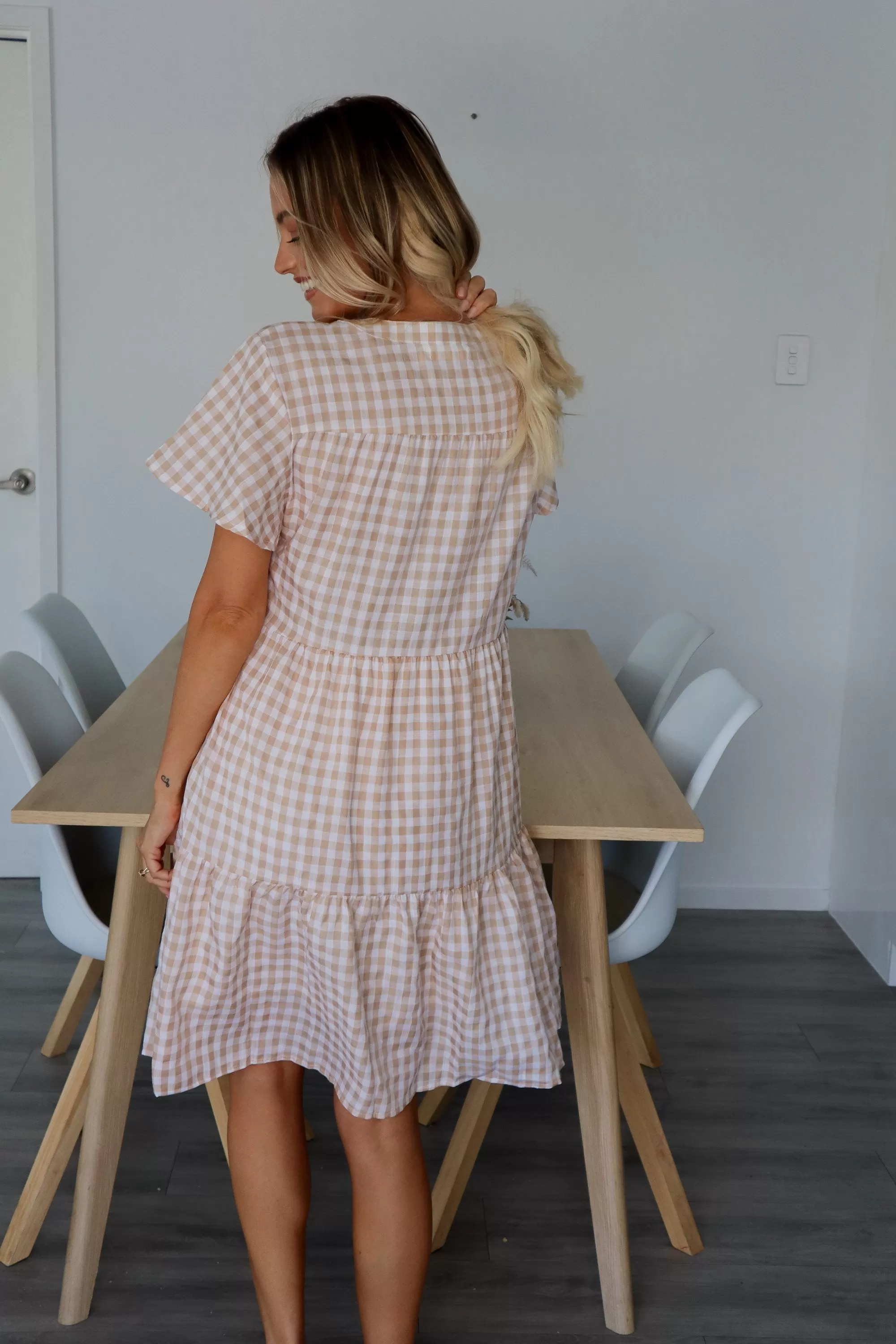 Tilly Mini - Beige Gingham