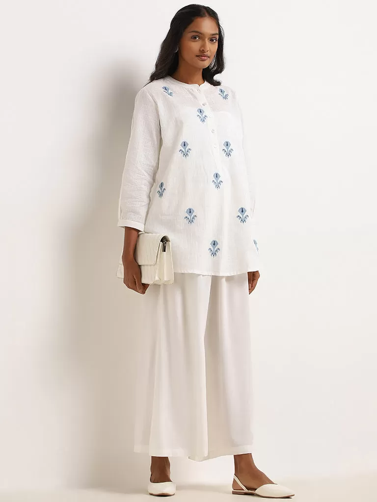 Utsa White Embroidered Cotton Tunic