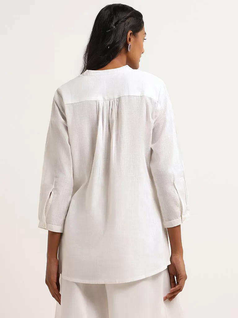 Utsa White Embroidered Cotton Tunic