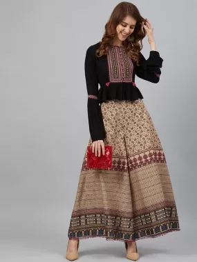 Women Ethnic Embroidered Top with Palazzos