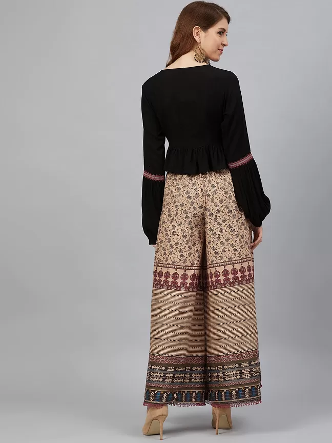 Women Ethnic Embroidered Top with Palazzos