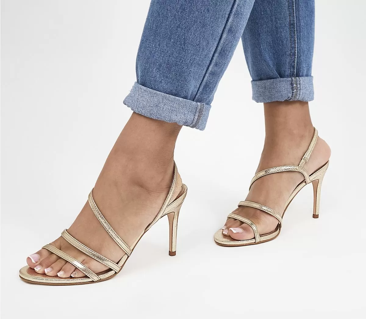 Womens Office Minus Strippy Sandals Gold